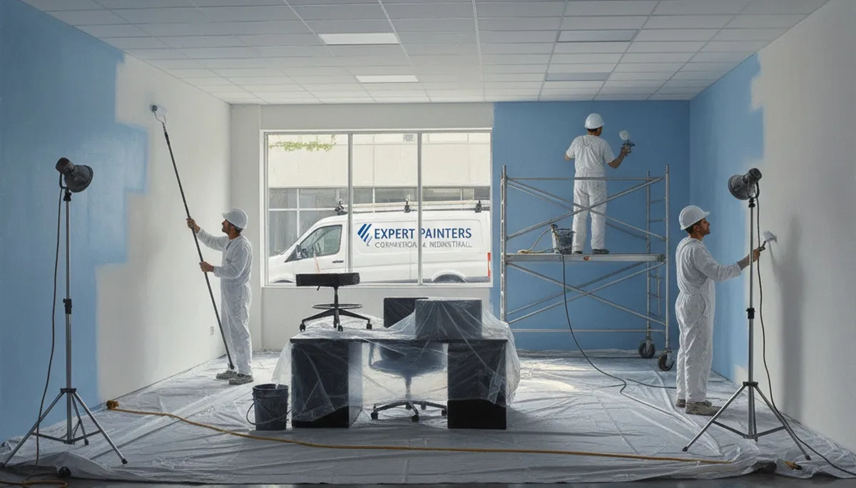 Minneapolis commercial painters applying durable exterior coating on a business property